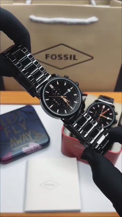 FOSSIL FULL BLACK CHRONO METAL