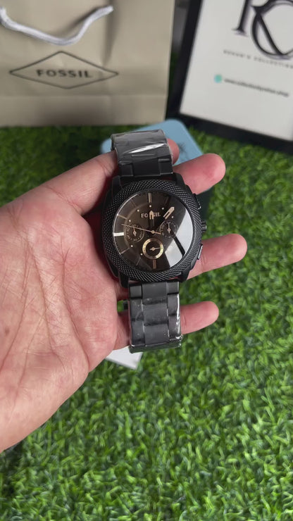 Fossil Black Multifunction Dial Stainless Steel Watch for Men
