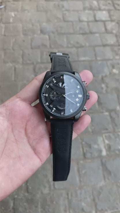 TAG Heuer CR7 Black Dial Black Leather Strap Chronograph Watch for Men
