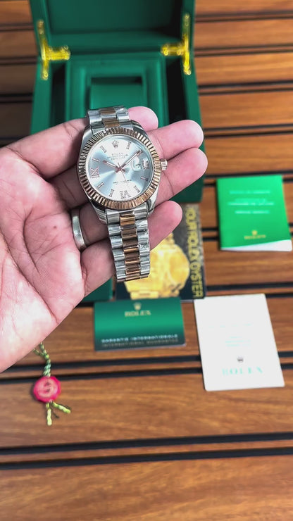 Rolex Datejust Silver Dial Two-Tone Oyster Bracelet Watch