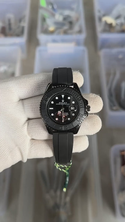 Rolex Yacht-Master Black Dial Oysterflex Rubber Strap Watch