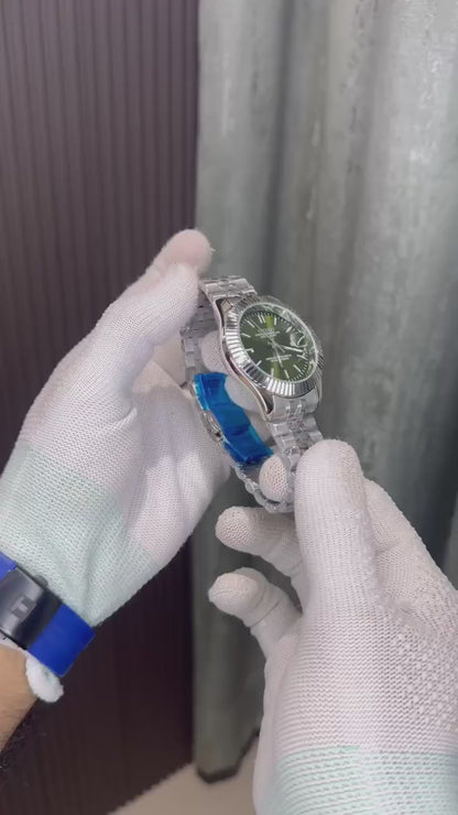 Seiko Date Just Silver Green Premium Watch