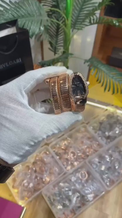 Bvlgari Serpenti Black Dial Rose Watch
