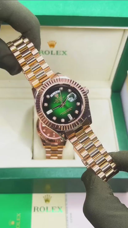 ROLEX DAY-DATE – GREEN DIAMOND ROSE GOLD