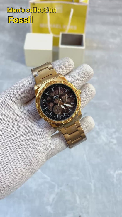 FOSSIL BRONSON GOlD SKELETON AUTOMATIC