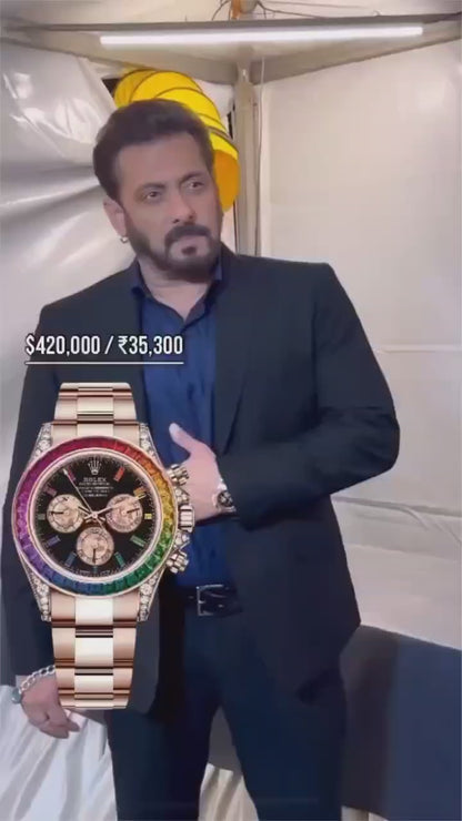 Rolex Daytona Rainbow Everose Gold Black Dial Diamond Chronograph Watch
