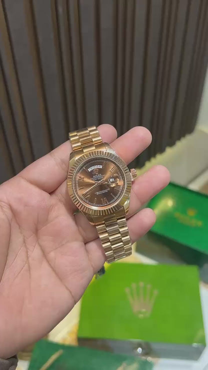 Rolex Day-Date Chocolate Dial Everose Gold President Bracelet Watch