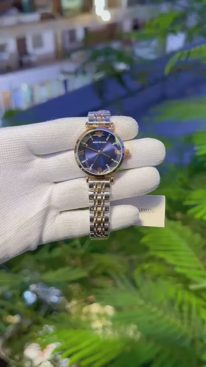 Emporio Armani Blue Dial Two Tone Classic Watch