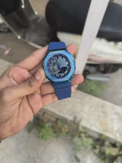 G-Shock Blue  Metal Analog-Digital Resin Strap Watch for Men