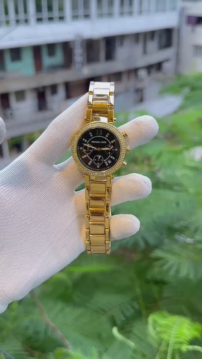 Michael Kors Gold Black Dial Multi-Function Watch