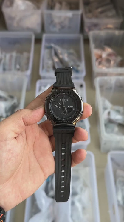Casio G-Shock Black Metal Analog-Digital Resin Strap Watch for Men