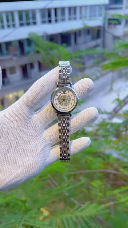 Emporio Armani Silver Crystal Dial Watch