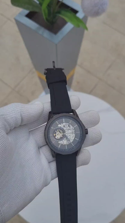 Armani Exchange Automatic Skeleton Black Dial Men's Watch