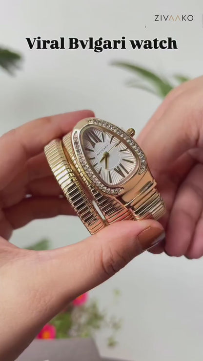 Bvlgari Serpenti  Tubogas White Dial Gold Watch