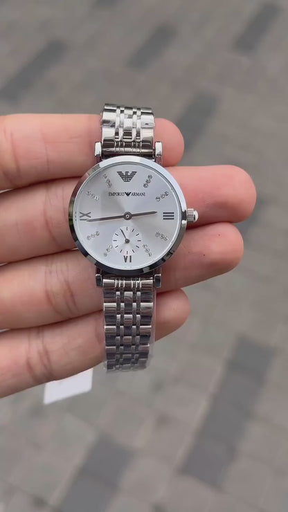 Emporio Armani Silver Minimal Subdial Watch