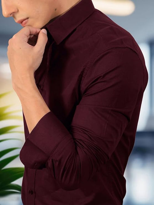 Men’s Classic Maroon Slim Fit Formal Shirt