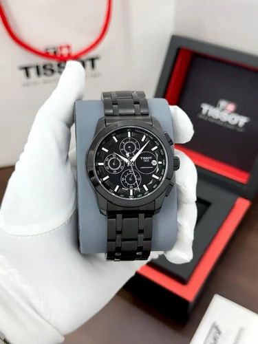 Tissot Style All-Black Chronograph Stainless Steel Bracelet Watch