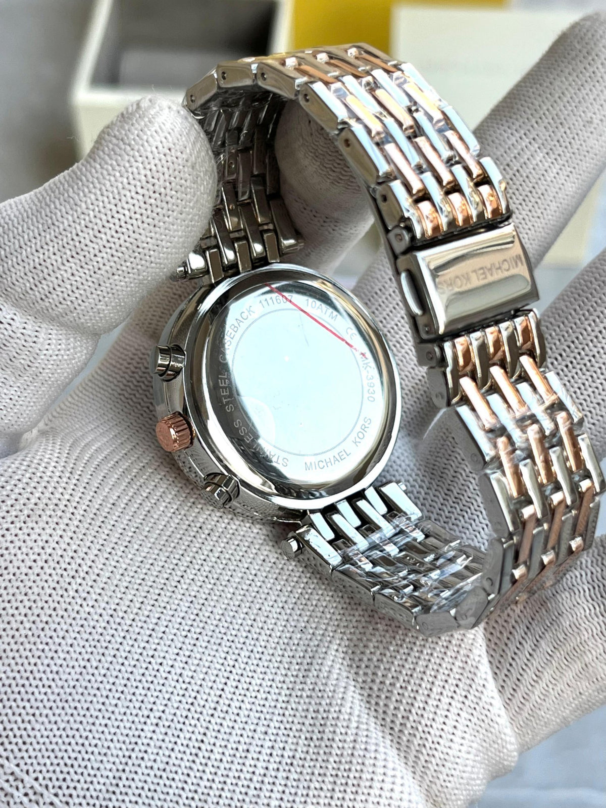 Michael Kors Green Dial Darci Chronograph Two Tone Watch