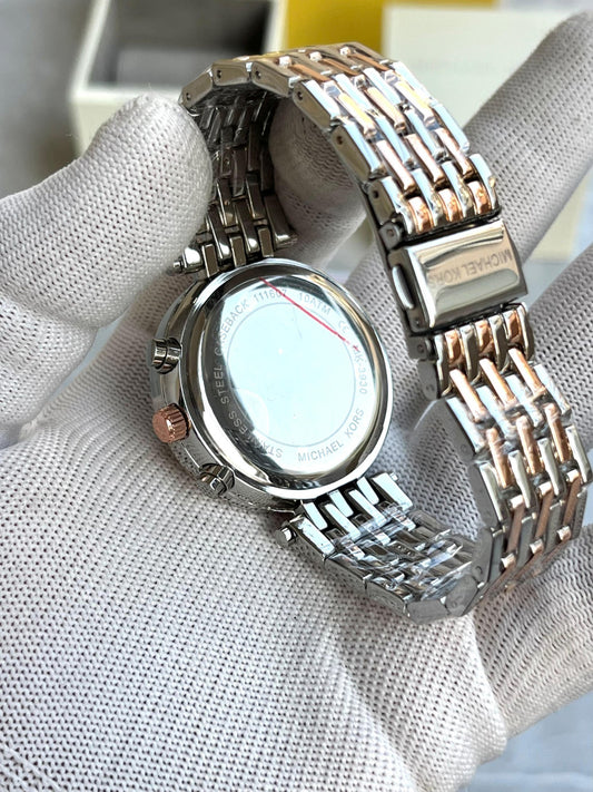 Michael Kors Green Dial Darci Chronograph Two Tone Watch