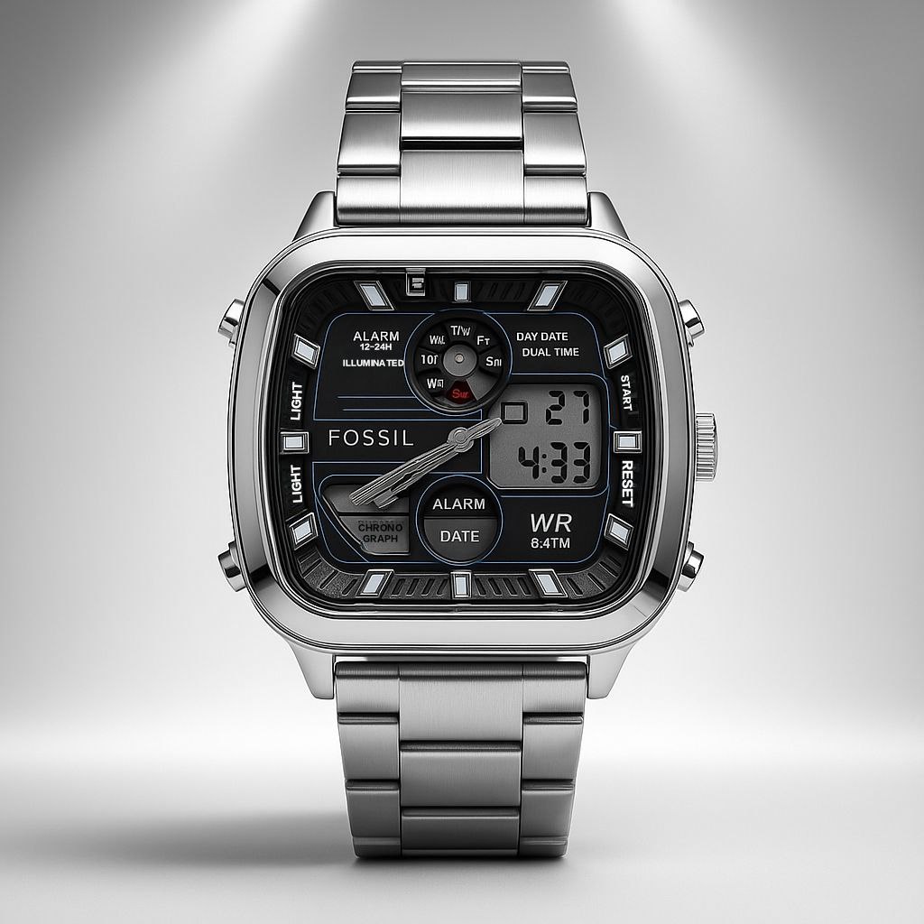 Fos_sil FS5889 Silver Black Dial – Men’s Watch